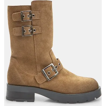 Dámská zimní obuv Baťa dámská kotníková bota z broušené kůže s přezkami hnědé, vel. 40