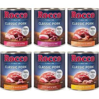 Krmivo pro psa 6x800g Rocco Classic Pork - míchané balení (6 druhů)