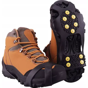 Mačky Turistické mačky, vybavené 10 ocelovými zuby, univerzální R. 31-36 (Poskytují vysokou trakci v náročných terénních podmínkách, snižují riziko pádu. Díky použití silikonu jsou lehké a pružné. Lze je upravit na obuv velikosti 31 až 36. Dokonale se přizpůsob