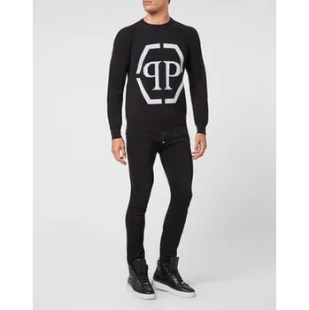 Pánské tričko PHILIPP PLEIN S dlouhým rukávem 8079 Černá Regular Fit S