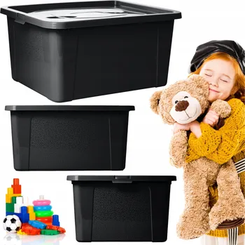 Úložný box Plastový box s víkem 20L černý Multibox pro skladování