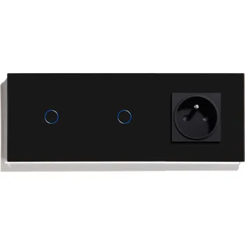 vypínač DOTYKOVÝ SPÍNAČ 1+1 SE ZÁSUVKOU, SKLENĚNÝ SPÍNAČ