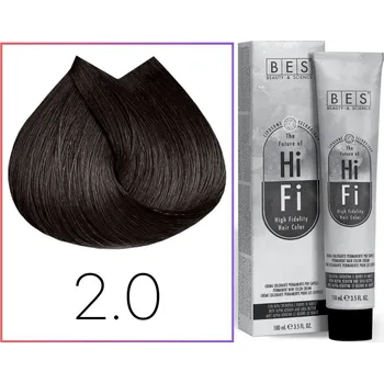 Barva na vlasy BES Hi-Fi Color tónovací krém na vlasy 2.0 - velmi tmavě hnědá 100 ml