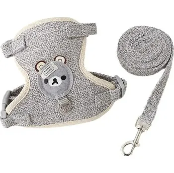 Nastavitelný postroj pro kočky a malé psy velikost S Poutko na vodítko Bezpečné zapínání Prodyšný pohodlný materiál Barevné provedení šedá
