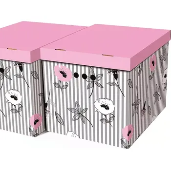 Úložný box Dekorativní krabice Růžové květy XL úložný box, velikost 42x32x32cm (Krabice ERKAR je vyrobena z pevné lepenky a hodí se ideálně k přechovávání různých předmětů jako je oblečení, hračky, knihy a jiné drobnosti. Díky dekorativnímu potisku může být na očích