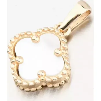 Přívěsek Dámský přívěsek žluté zlato 585 čtyřlístek s perletí 13R-425