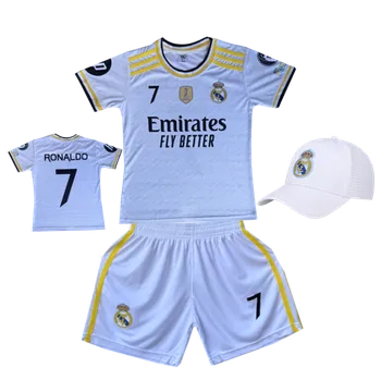 Numberoplus Premium dětský fotbalový dres + fotbalová kšiltovka - Real Madrid FC - Cristiano Ronaldo CR7( Fly Better ) 16 let (vel.166-172)