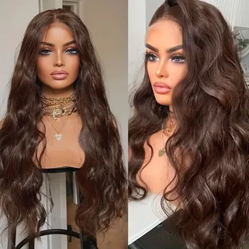 Paruka Wigorous Dedra - dlouhá hnědá vlnitá lace front paruka