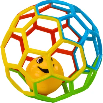 Hračka pro nejmenší Mamido Barevný gumový míček s chrastítkem a zvonkem pro miminko