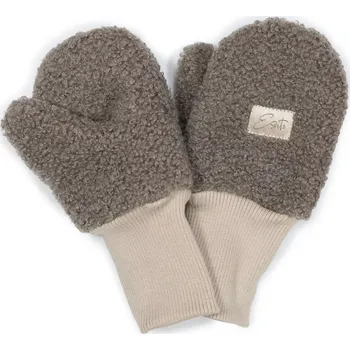 Rukavice ESITO | Zimní palcové rukavice Teddy fleece double Brown - hnědá / 1 - 2 roky