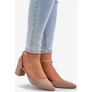 Dámské lodičky Semišové lodičky na podpatku Promise Barva: Béžová, Velikost: 37