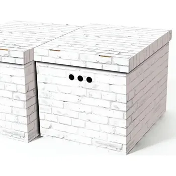 Úložný box Dekorativní krabice bílá cihla XL, úložný box s víkem, vel. 42x32x32cm vip (Výrobce: Global-Pak. Box je vyroben z pevné lepenky a hodí se ideálně k přechovávání různých předmětů jako je oblečení, hračky, knihy a jiné drobnosti. Díky dekorativnímu potisku