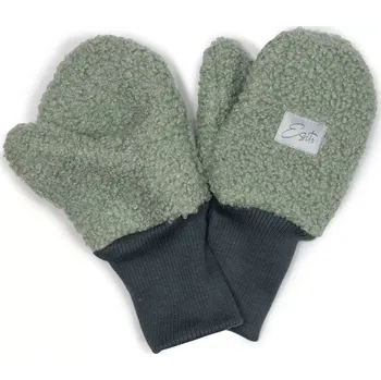 Rukavice ESITO | Zimní palcové rukavice Teddy fleece double Olive - olivová / 2 - 3 roky