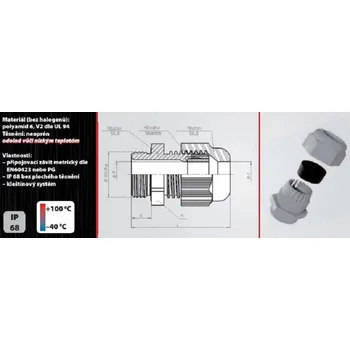 elektrický kabel Vývodka M 12 SIB-TEC PA RAL7035