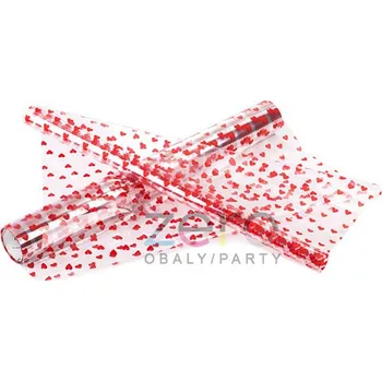 Balící papír Fólie balicí PP s tiskem 50 cm x 10 m - transp. s červeným tiskem