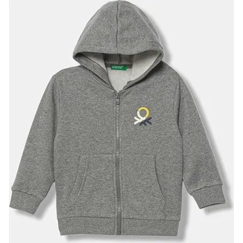 Chlapecká mikina Dětská mikina United Colors of Benetton šedá barva, s kapucí, s potiskem, 3EB5G5043 3EB5G5043.P.Seasonal 90X, vel. 110