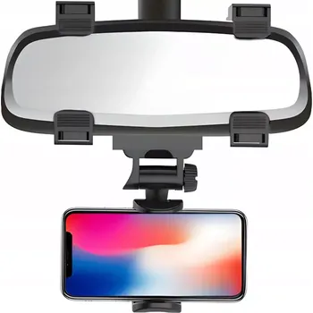 Moderní TELEFONNÍ DRŽITEL pro montáž na zpětné zrcátko automobilu (Černý držák na mobil je elegantním doplňkem do auta, který kromě funkčnosti dodá vašemu vozu i profesionalitu. Estetický vzhled a jednoduchý praktický design držáku na telefon do auta oslo