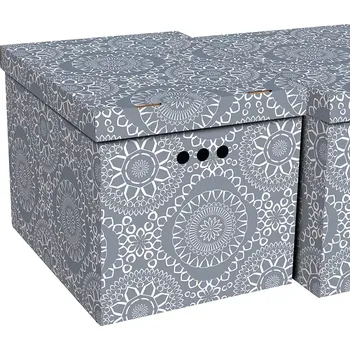 Úložný box Dekorativní krabice Maroko šedé, morocco XL úložný box, velikost 42x32x32cm (Krabice Global Home je vyrobena z pevné lepenky a hodí se ideálně k přechovávání různých předmětů jako je oblečení, hračky, knihy a jiné drobnosti. Díky dekorativnímu potisku můž