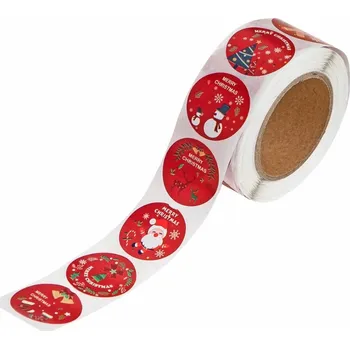 samolepka DP Craft Samolepky v roli 500ks Vánoce červené