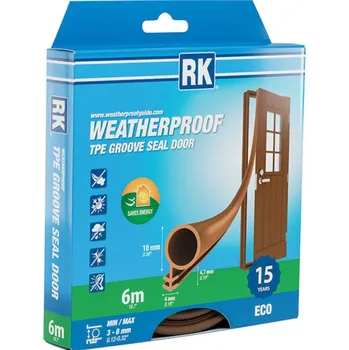 Zárubeň RAKENNUSKEMIA OY Páska těsnící na dveře, drážková TPE, RK hnědá 10 mm x 6 m