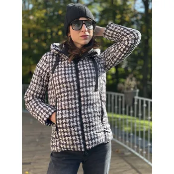 Dámský kabát Bunda Green Goose 733913 bílo-černá vzorovaná Velikost: 34