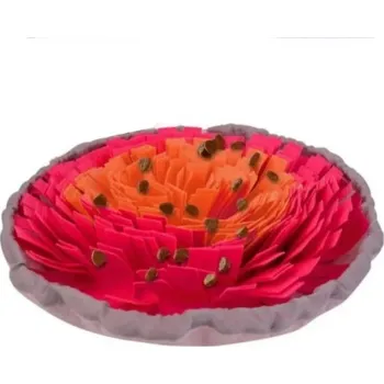 Hračka pro psa Barevná plstěná čichací podložka pro psy průměr 40 cm skládací interaktivní hračka pro pomalé krmení a trénink čichu červená