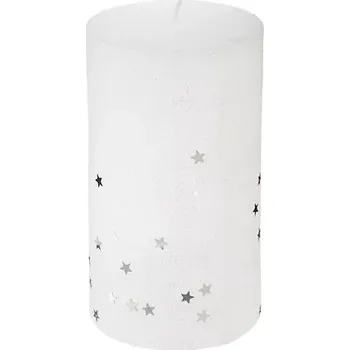 Svíčka Atmosphera Třpytivá válcová svíčka 7 x 12 cm bílá