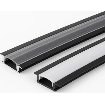 LED lišta Animadomus Hliníková lišta ANIMA LL-03 na LED osvětlení s krytkou / Černá matná Černý Mléčná 1,5 m