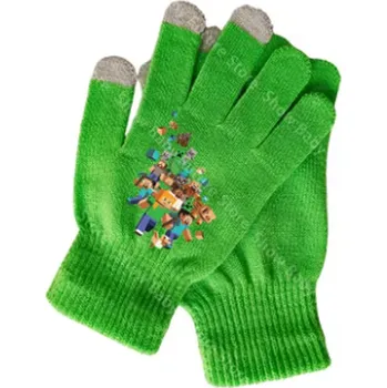 Rukavice Dětské zimní prstové rukavice Minecraft - zelené Motiv: WDSJ37