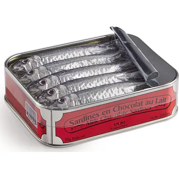 Čokoláda Michel Cluizel – 5 mléčných čokoládových sardinek v konzervě 75 g