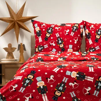 Povlečení Vánoční mikrovláknové povlečení | AITONA | červená s vánočním motivem | 140x200 + 1*70x80 cm | 712951