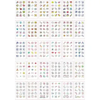 Tetovací strojek Sada 30 ks dočasných tetování 5,7 x 9,7 cm Barevné mini motivy smajlíků, symbolů, zvířátek a roztomilých ikon