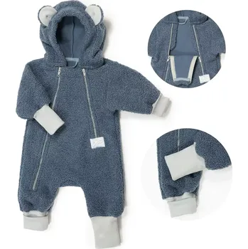 Kojenecká kombinéza ESITO | Rostoucí zimní kombinéza Teddy fleece double Denim blue - modrá / 86 - 92