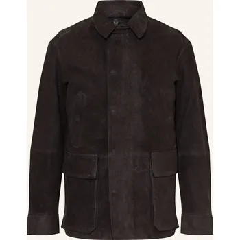 Pánský zimní kabát Allsaints Pánská Kožená Bunda Bolton, tmavě hnědá, 50