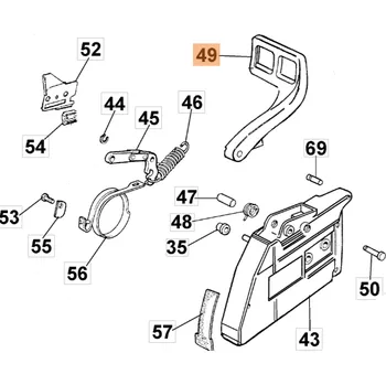 Motorová pila Páka brzdy Oleo-Mac 956, 962, 965HD, GS630 originál 50020075AR