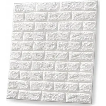 Úložný box Samolepicí panely, 3D cihlové tapety - 1x kus 77 cm x 70 cm (0,54 m2) bílá cihla (Panely jsou samolepicí, nevyžadují tedy použití lepidla, a proto - jde o rychlou, čistou a příjemnou práci, kterou zvládnete sami, aniž byste museli najímat montážní týmy. P