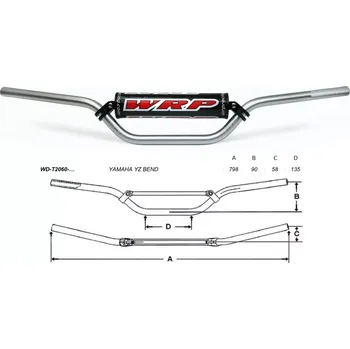 Řídítka WRP řidítka PRO-ALU 22mm pasuje na YAMAHA YZ / YZF stříbrná