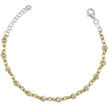 Náramek Stříbrný pozlacený náramek zdobený kroužky délka náramku 18+3cm