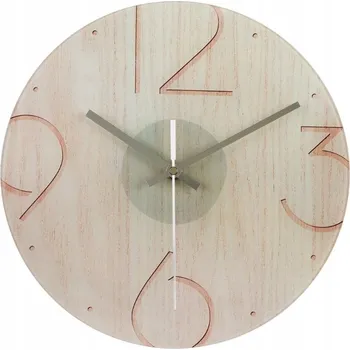 Hodiny Skleněné nástěnné hodiny s dřevěným motivem Strom Přírodní Tiché Evg Lze-07