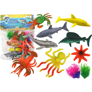 Figurka Mamido Sada figurek mořských zvířat 8 kusů s vodními rostlinami