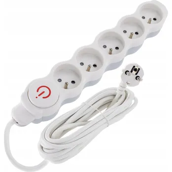 Napájecí kabel Prodlužovací Kabel přívod Bemko 5 m, 5 ks, bílý