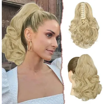 Čelenka Sofiyan Prodlužování culíku 28cm drápový klip v prodlužování vlasů do culíku krátké kudrnaté vlnité