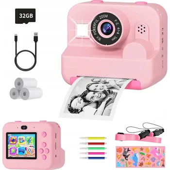 Digitální kompakt Dětský digitální fotoaparát NATYCHMIASTÝ s tiskárnou a 32GB kartou