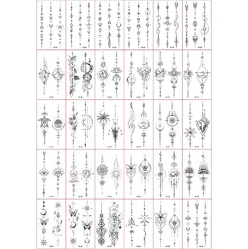 Tetovací strojek Sada 30 ks dočasných tetování 5,7 x 9,7 cm Černobílé geometrické a ornamentální motivy pro zdobení pokožky a kreativní vzhled