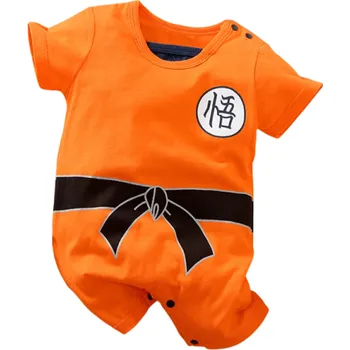 Kojenecký overall Dětský letní bavlněný overal ve stylu anime Oranžový s černou mašlí Krátký rukáv Kulatý výstřih Měkký a pohodlný overal pro novorozence 3-6 měsíců