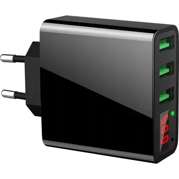 Síťová nabíječka pro rychlé nabíjení telefonů, 3 USB PORTS s mikroamperometrem (Síťová nabíječka s podporou rychlého nabíjení zařízení dle standardu Qualcomm Quick Charge 3.0 Je vybavena USB portem, který umožňuje rychlé nabíjení s proudem 2,4A. Zařízení 