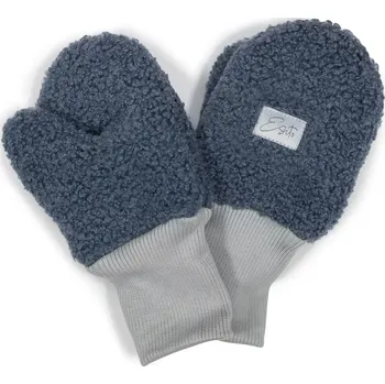 Rukavice ESITO | Zimní palcové rukavice Teddy fleece double Denim blue - modrá / 2 - 3 roky