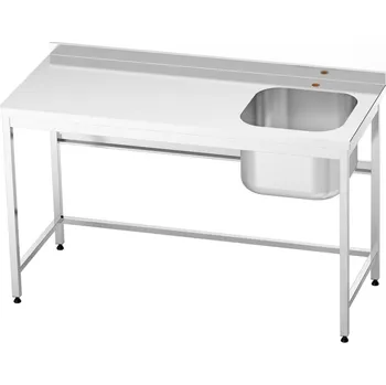 Nerezový dřez Nerezový stůl s lisovaným dřezem vpravo 140×60×85 cm (dřez 50×40×30 cm)