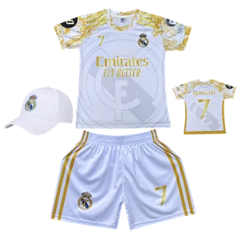 Numberoplus Premium dětský fotbalový dres + fotbalová kšiltovka - Real Madrid 23/24 bílá - Cristiano Ronaldo CR7 (AWAY) Velikost: 8-let.(vel.122)