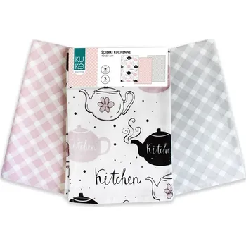 Utěrka FARO Kuchyňské utěrky Kuke 3 ks Konvice s potiskem sada Bavlna, 40/60 cm